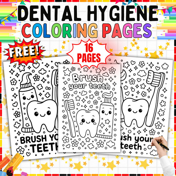 Dental Hygiene Coloring Pages: 16-Page Brush Your Teeth Activity