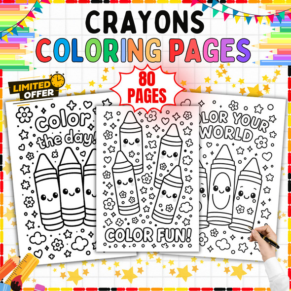 Crayon Coloring Pages: 80-Page Creative Activity Book
