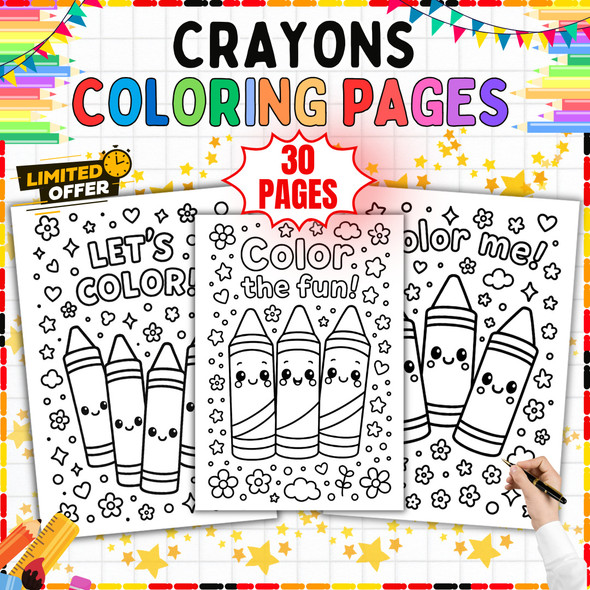 Crayon Coloring Pages: 30 Crayon and Coloring Designs