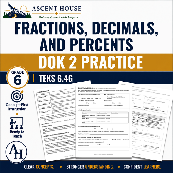 Fractions, Decimals, and Percents DOK 2 Practice | Grade 6 Math | TEKS 6.4G