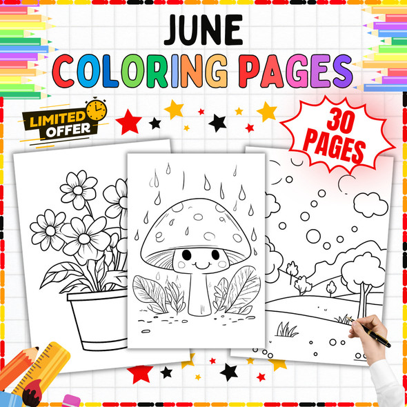 June Coloring Pages PDF, 30 Flower and Nature Sheets