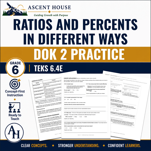 Ratios and Percents in Different Ways DOK 2 Practice | Grade 6 Math | TEKS 6.4E