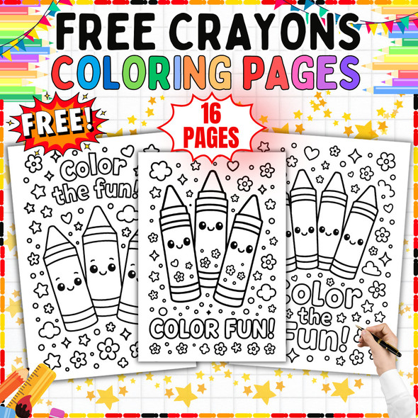 Crayon Coloring Pages: 16 PDF Pages for Creative Coloring
