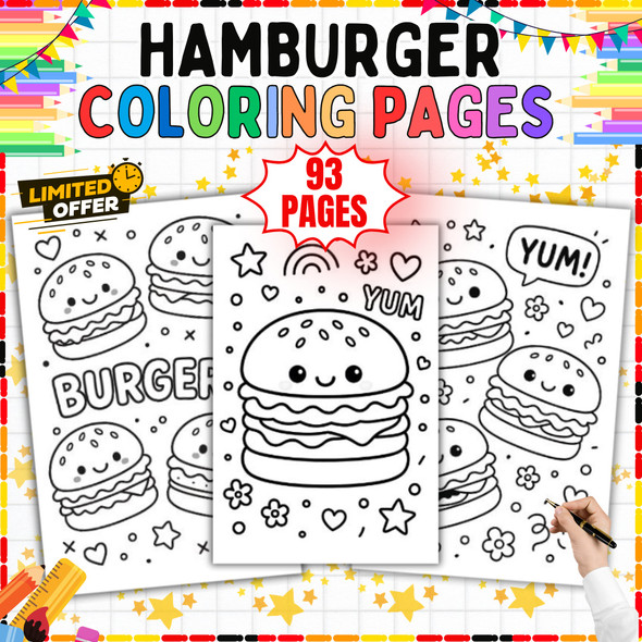 Hamburger Coloring Pages PDF, 93 Cute Burger Sheets