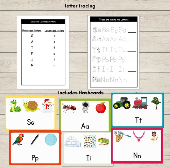 SATPIN Phonics Worksheets Group 1 | Beginning Sounds CVC Words Letter Tracing