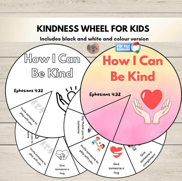 Random Acts of Kindness Bible Wheel Craft | Sunday School Coloring Spinner