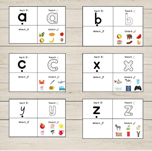 Alphabet Activity Boards | Letter Name & Sound Picture Matching Cards | Tracing