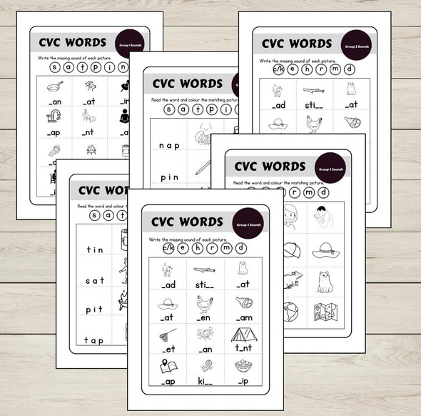 FREE Phonics CVC Words Worksheets | Reading Practice Activity | Blending & Segmenting