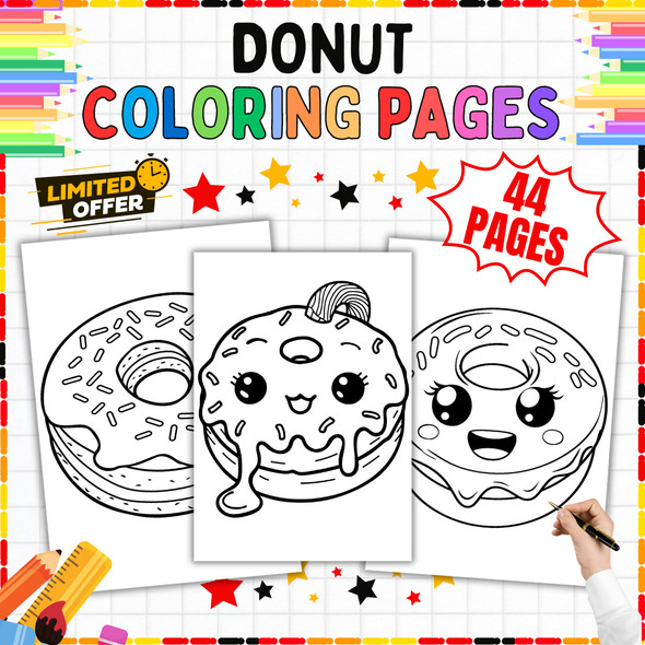 Donut Coloring Pages: 44 Sweet Dessert Activity PDF