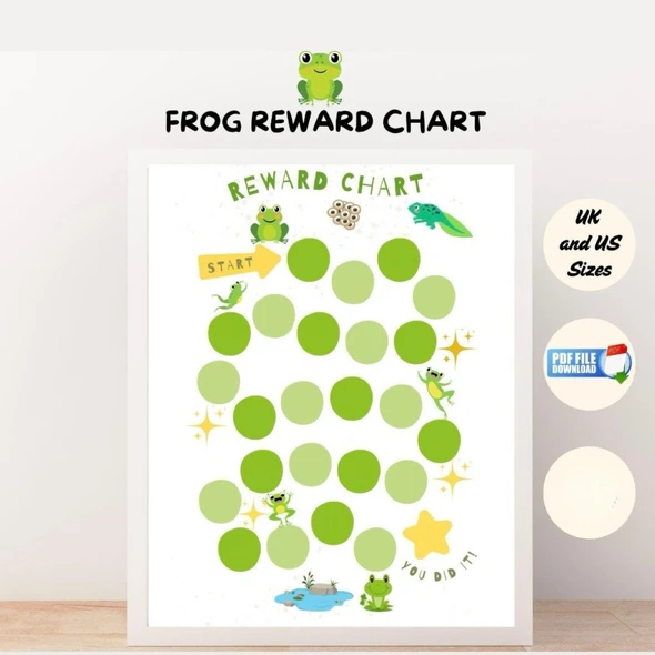 Frog Sticker Reward Chart | Potty Training Incentive & Positive Reinforcement