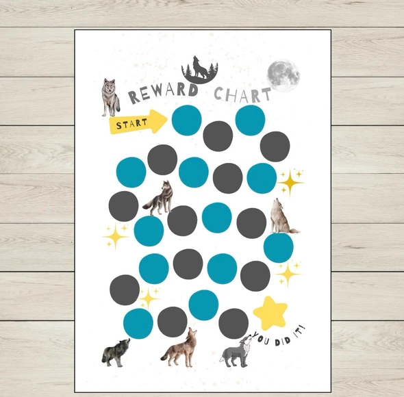 Wolf Sticker Reward Chart | Potty Training, Behaviour Incentive, Goals & Tasks