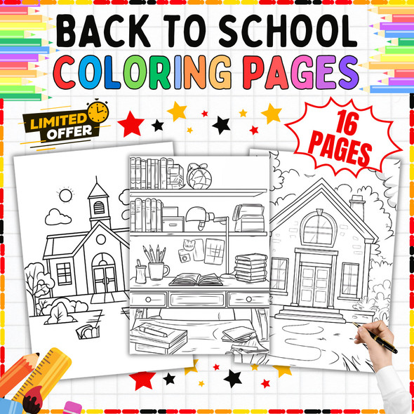 Back to School Coloring Pages PDF: 16 School-Themed Designs