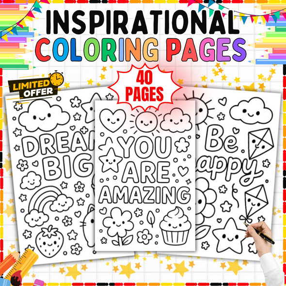 Inspirational Coloring Pages: 40 Printable Coloring Sheets PDF
