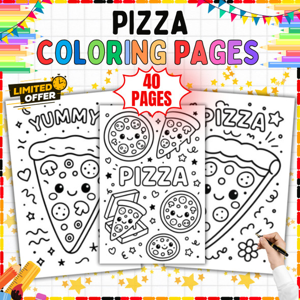 Pizza Coloring Pages: 40 Pizza Slice and Topping Designs