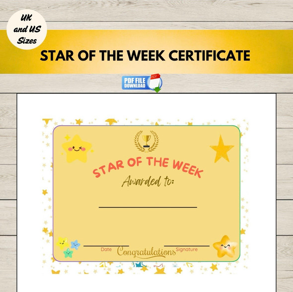 FREE Star of the Week Certificate | Printable Classroom Award