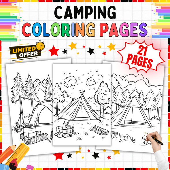 Camping Coloring Pages: 21 Printable Coloring Sheets PDF