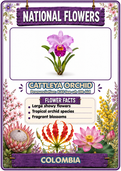 National Flowers Flashcards | 20 Printable Flower Flashcards