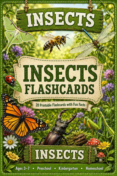 Insects Flashcards 20 Printable Insect Cards with Pronunciations