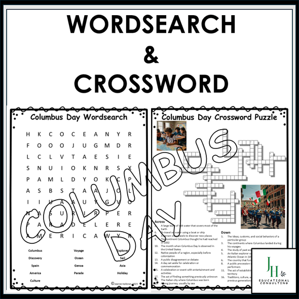 Columbus Day Word Search & Crossword Puzzles | October Activity | Middle School | No Prep