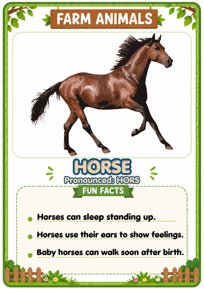 Farm Animals Flashcards 20 Printable Animal Cards with Fun Facts