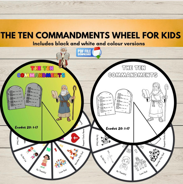 10 Commandments Wheel Spinner Craft - Bible Activity