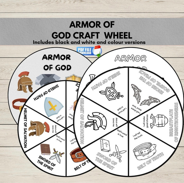Armor of God Story Wheel Craft - Ephesians 6 Coloring Spinner
