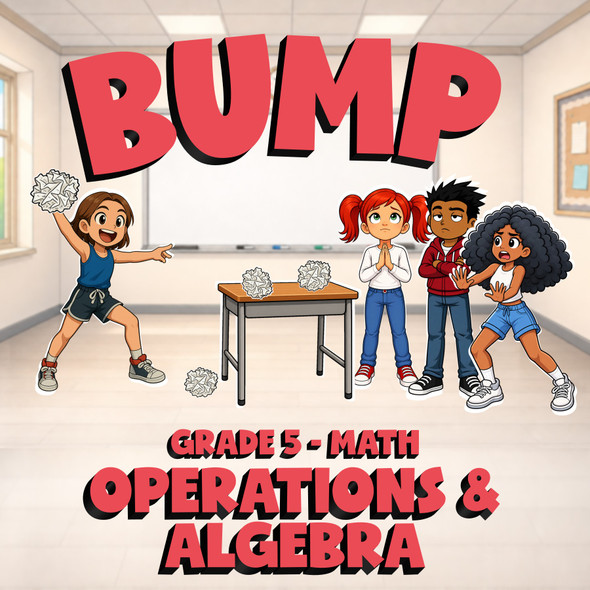 Operations & Algebra BUMP Math Game - No Prep Grade 5 Review Activity