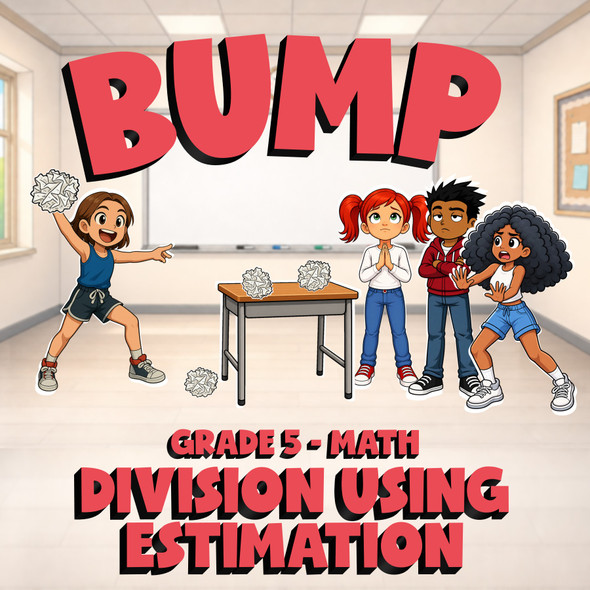 Division Using Estimation BUMP Math Game - No Prep Grade 5 Review Activity