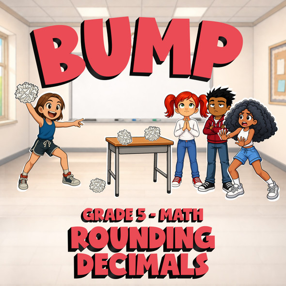 Rounding Decimals BUMP Math Game - No Prep Grade 5 Review Activity