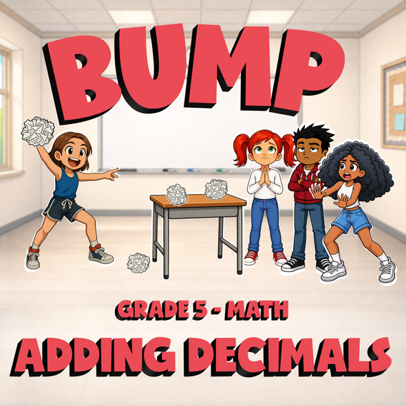 Adding Decimals BUMP Math Game - No Prep Grade 5 Review Activity