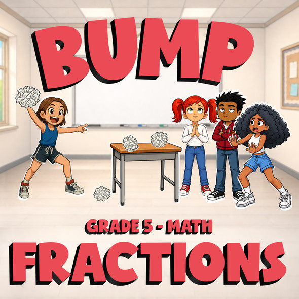 Fractions BUMP Math Game - No Prep Grade 5 Review Activity