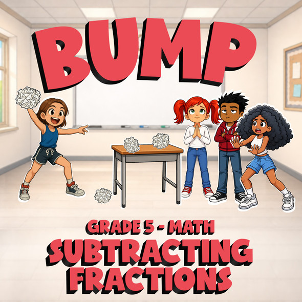 Subtracting Fractions BUMP Math Game - No Prep Grade 5 Review Activity
