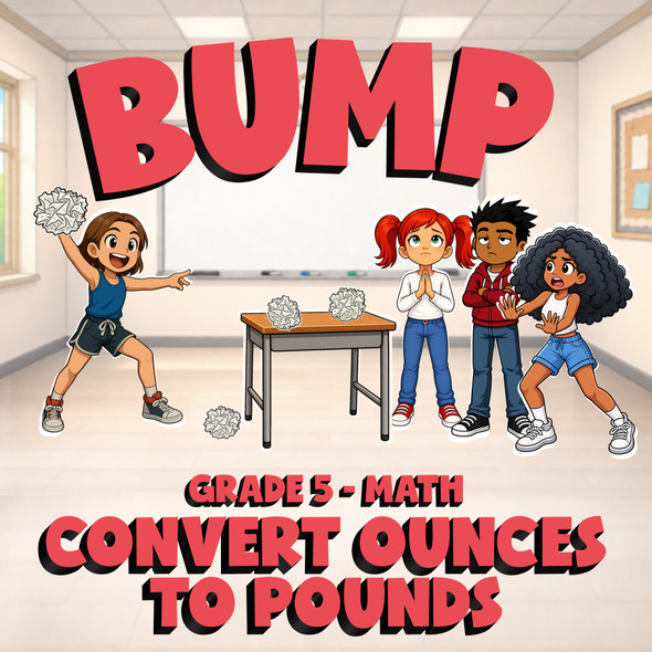 Convert Ounces to Pounds BUMP Math Game - No Prep Grade 5 Review Activity