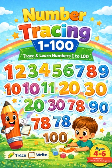 Number Tracing 1–100 Workbook | Preschool & Kindergarten Math | Trace & Write