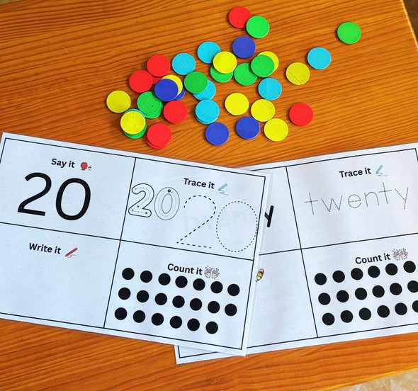 Numbers to 20 Activity Mats | Count & Write Number Words Tracing Practice Boards