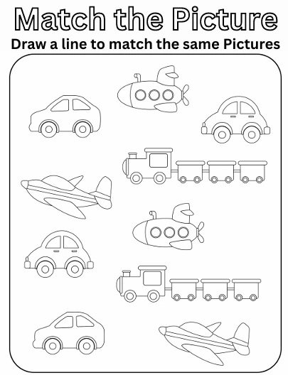 Match the Transport Pictures Worksheets 44 Printable Transportation Matching