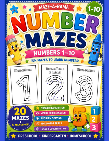 Number Mazes 1–10 Worksheets | Number Recognition Activities for Preschool