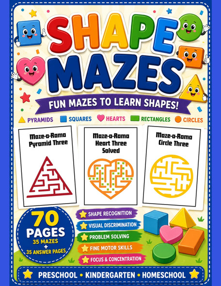 Shape Mazes Worksheets | 70 Printable Shape Recognition Activities for Preschool