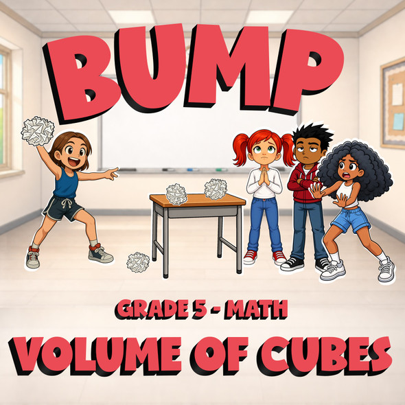 Volume of Cubes BUMP Math Game - No Prep Grade 5 Review Activity