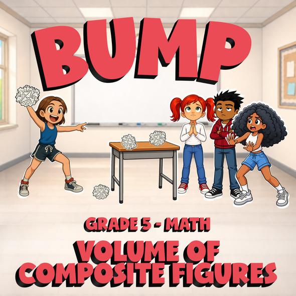Volume of Composite Figures BUMP Math Game - No Prep Grade 5 Review Activity