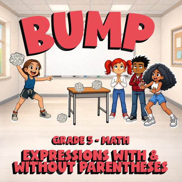 Expressions With & Without Parentheses BUMP Math Game - No Prep Grade 5 Review