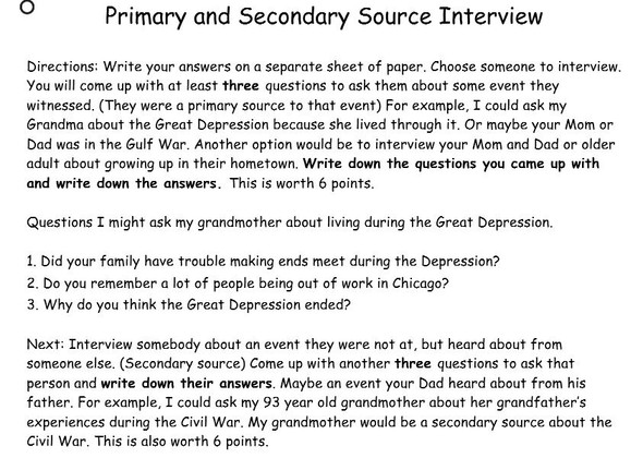 Primary and Secondary Source Interview
