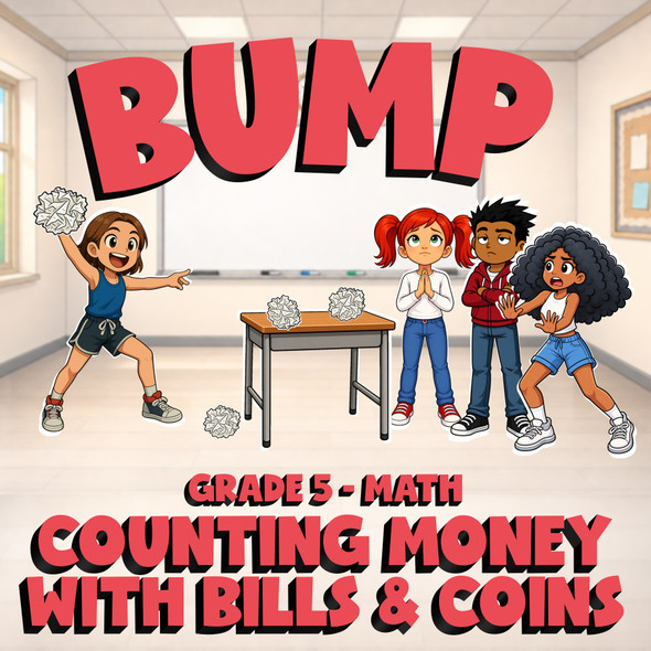 Counting Money with Bills & Coins BUMP Math Game - No Prep Grade 5 Review
