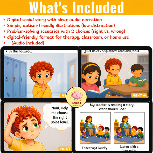 10634 : Liam Learns Voice Levels Social Story | Boom cards for PreK & Autism