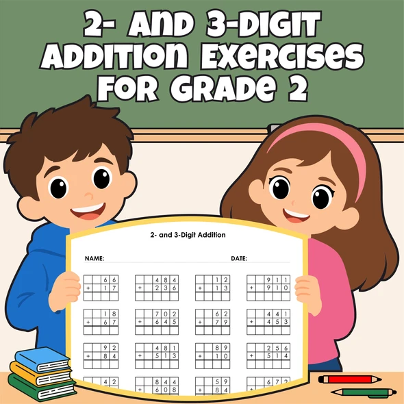 2- and 3-Digit Addition Exercises with Answers for Grade 2