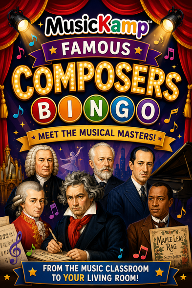 10624 : Famous Composers Bingo | Music History Game 30 Unique Cards 24 Composers