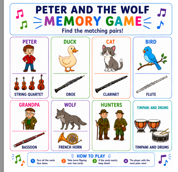 10624 : Peter and the Wolf Memory Game |Music Matching Game