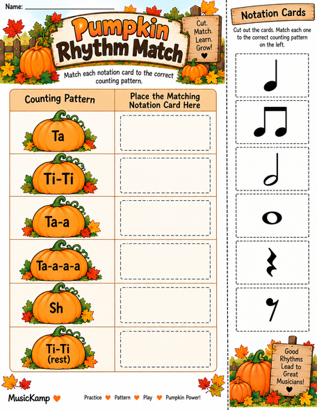 10624 : Pumpkin Patch Rhythms | Fall Music Worksheets & Rhythm Activities Bundle
