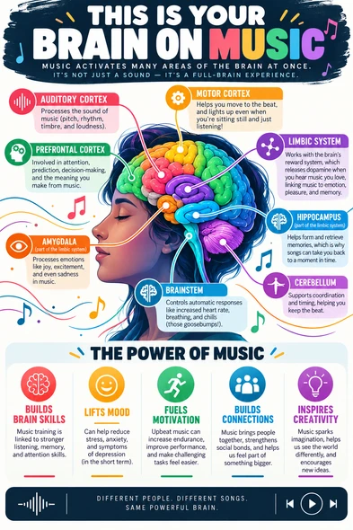 10624 : Why Music? FREE Music Advocacy Posters | Brain on Music Infographic