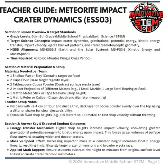 Meteorite Impact Crater Dynamics STEM Challenge (ESS03) | Middle School Earth & Space Science (Grades 6-8)